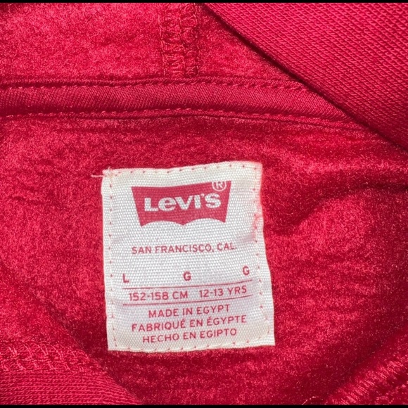 TWO NWT BOY’S RED LEVI'S LOGO FLEECE HOODIE (L) - Picture 7 of 10